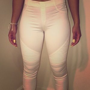 White biker pants